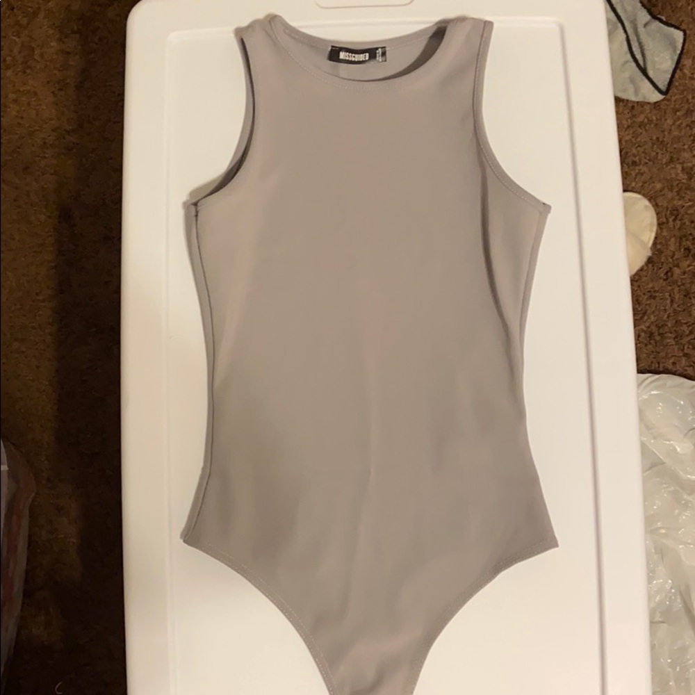 Gray high neck bodysuit